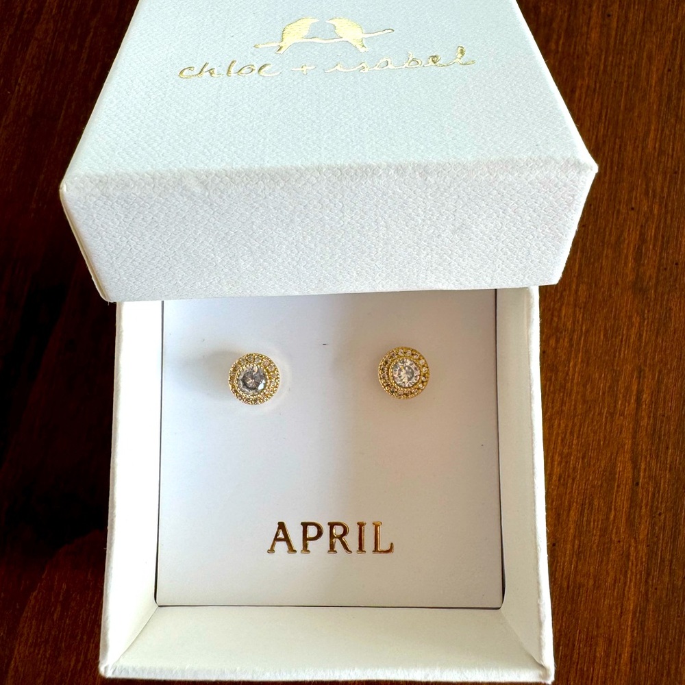 Chloe & Isabel post earrings, Gold toned with diamonds
